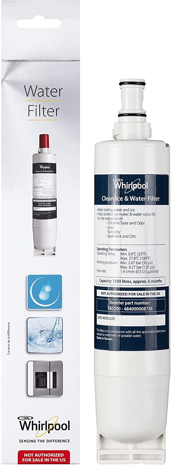 Whirlpool filtre à eau dorigine sbs002 481281729632 pour réfrigérateur whirlpool 20rid3l 85864451501