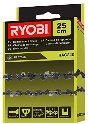 Ryobi chaine 25cm rac240 5132002715 pour tondeuse ryobi rpp755e 5133002321