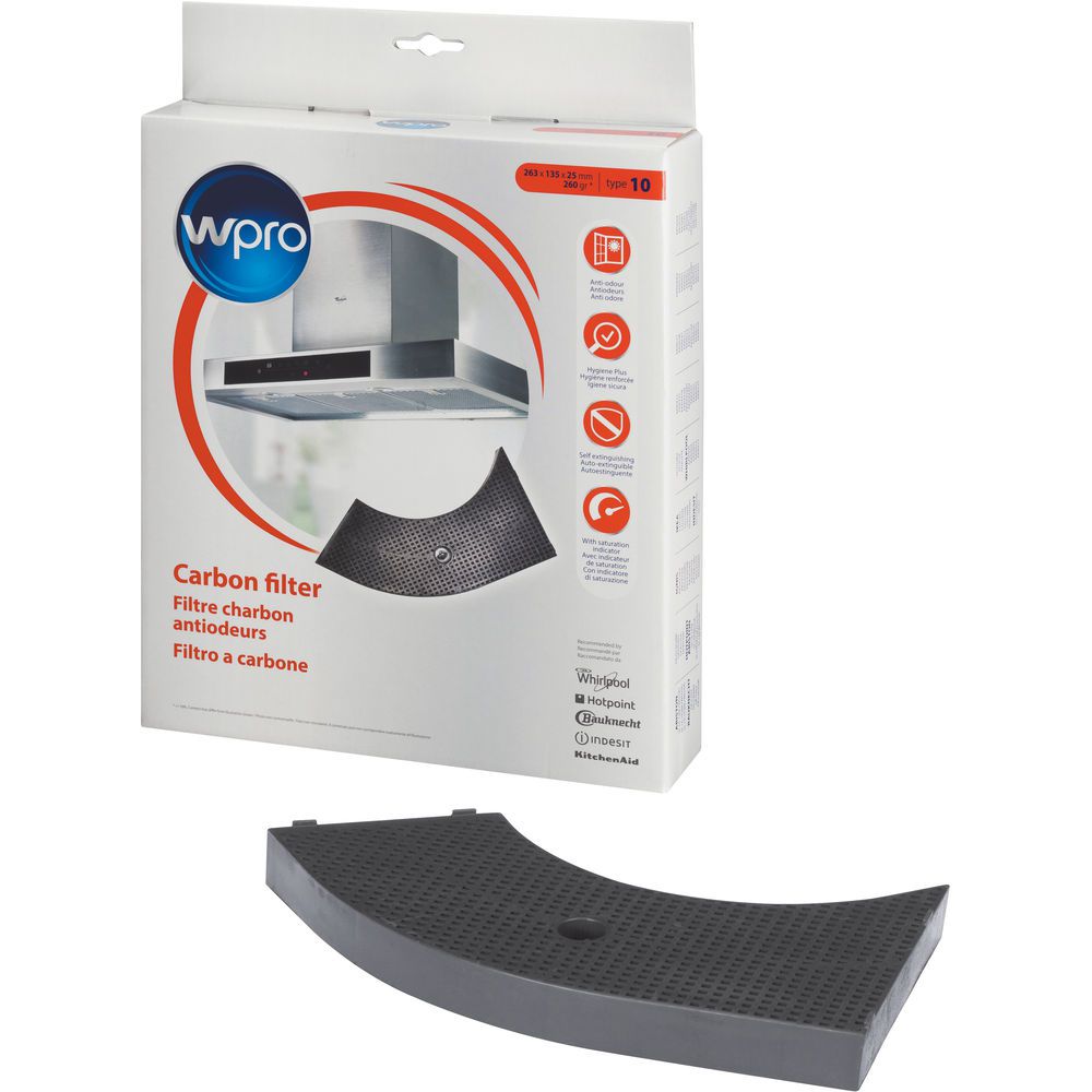 Whirlpool filtre a charbon modele 10 chf85/1 263x135x25mm/260gr/mc 484000008582 pour hotte akr521me