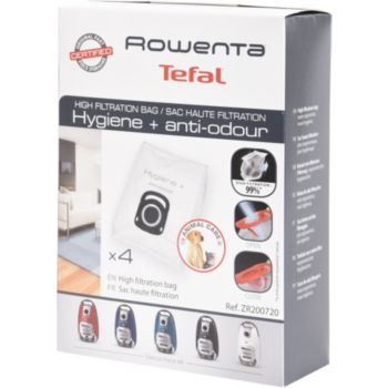Rowenta sac hygiene + anti-odeur*4 zr200720 pour aspirateur rowenta silence force ro6477ea/410 22107