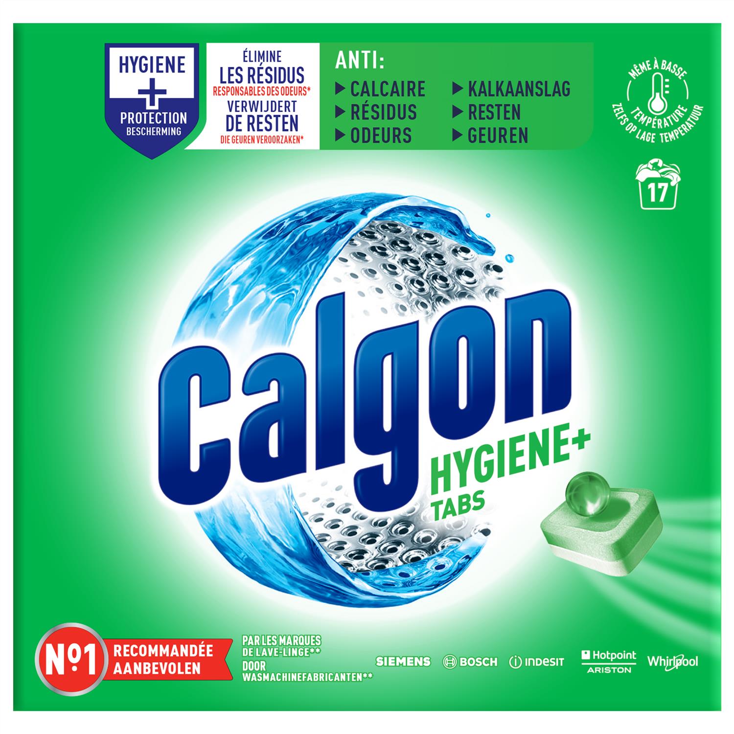 Lot de 17 tablettes pastilles anticalcaire nettoyant lave-linge hygiene plus 3059940049447