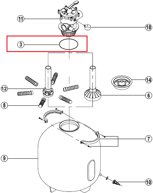 Espa joint de couvercle filtre sab aries 300/350/450/550 134215 pour filtre a sable 550