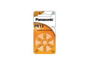 6 piles pour appareil auditif panasonic zinc-air pr13 (0% mercury/hg) - orange PR-13