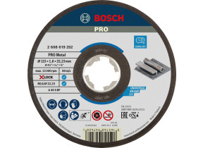 Bosch 1x disque à tronçonner pro metal longlife pour petite meuleuse angulaire et x-lock, m14/22,23 mm (pour acier, ø 115 mm, professional accessoire petite meuleuse angulaire) 2608619252
