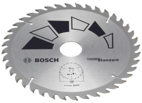 Bosch 1x lame de scie circulaire standard (pour bois, ø 190 x 2.2/1.5 x 30/24 mm, 40 dents, atb, avec 1x bague de réduction 24 mm, accessoire scie circulaire) 2609256821