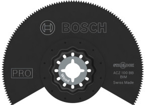 Bosch 1x lame pour outil multifonctions pro multi material acz 100 bb (pour vinyle stratifié solide, pvc, bois clouté, ø 100 mm, professional accessoire outil multifonction) 2608669118