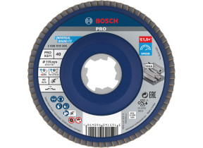 Bosch 1x plateau à lamelles pro metal x571, version plate pour x-lock (pour acier, acier inoxydable, ø 115 mm, grain 40, professional accessoire petite meuleuse angulaire) 2608619205