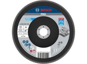 Bosch 1x plateau à lamelles pro metal x571, version plate sur fibres (pour acier, acier inoxydable, ø 180 mm, grain 60, professional accessoire grande meuleuse angulaire) 2608606738
