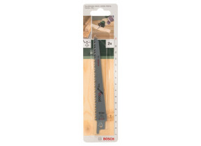 Bosch Outillages 2609256701 Jeu de 2 lames de scie sabre HCS 131 mm pour Coupes nettes dans le bois de construction et les panneaux de 6 à 100 mm d\'épaisseur