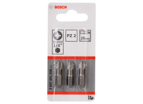 Bosch outillages 3 pièces jeu de embouts de vissage extra dure pour vis pozidriv, pz2 epaisseur, 25mm longueur gris 2607001558