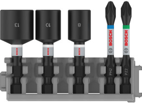 Bosch Outillages Professional 5 pièces Pack d\'Embouts de Vissage und et Clé à Douille (Impact Control, PZ/PH Bits, Longueur 50mm, Pick and Click, Accessoires de visseuse à percussion) 2608522350