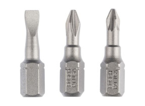 Jeu d\'embouts de vissage extra-durs Bosch (mixtes), 3 pces S 0,6x4,5, PH1, PZ1, 25 mm - 2607001765
