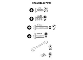 Kit de quincaillerie a+b+c+d+k+m s7061300-91 pour racine 566S706130091