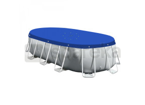 Linxor - bâche de protection réversible 4 saisons pour piscine hors sol - ovale 3,05 x 5,49 m - 150 gsm - bleu et gris EGK2905