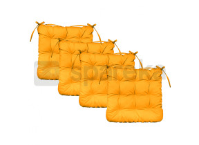 Linxor - lot de 4 galettes, coussins carrés capitonnés pour chaise - jaune EGK3075
