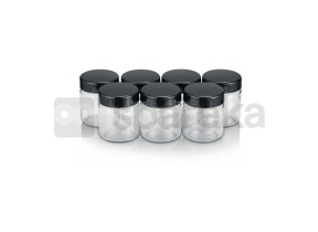 Pots de yaourt en verre x7 jg 3514 couvercle noir 150 ml JG3514