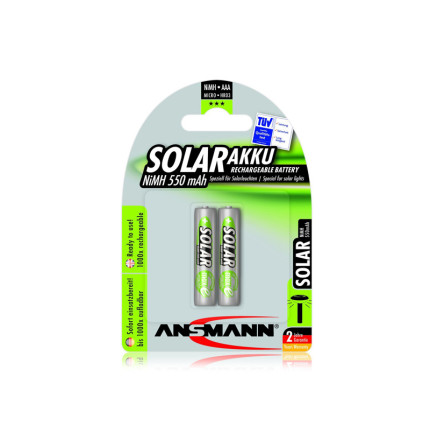 Blister de 2 piles rechargeables nimh solar - aaa - 550mah