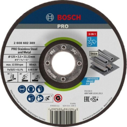Bosch accessories 2608602389 disque à tronçonner à moyeu déporté 125 mm 1 pc(s) métal a315102