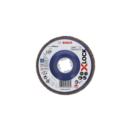 Bosch accessories 2608619212 plateau à lamelles à surface plate best for metal (pour les métaux. x-lock. x571. Ø 125 mm. grain 1