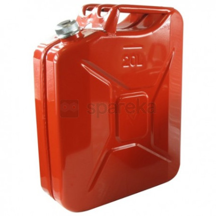 Jerrican métallique 20 litres. peinture extérieure à la poudre de couleur rouge. traitement intérieur antirouille et résistant à tout carburant. fermeture à vis avec bouchon incorporant un aimant
