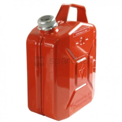 Jerrican métallique 5 litres. peinture extérieure à la poudre de couleur rouge. traitement intérieur antirouille et résistant à tout carburant. fermeture à vis avec bouchon incorporant un aimant