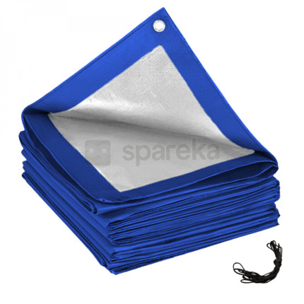 Linxor - bâche de protection réversible 4 saisons pour piscine hors sol - rectangle 2,20 x 4,50 m - 150 gsm - bleu et gris-1