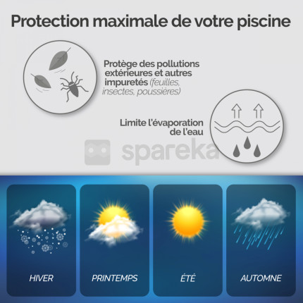 Linxor - bâche de protection réversible 4 saisons pour piscine hors sol - rectangle 2,20 x 4,50 m - 150 gsm - bleu et gris-5