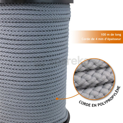 Linxor - bobine de corde tressée 4 mm x 100 m - gris-1