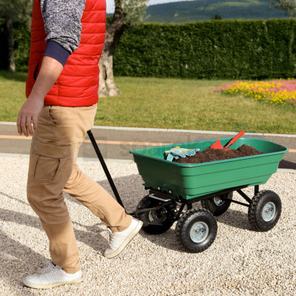 Linxor - chariot de jardin, remorque de transport à roulettes - 75 l - 260 kg - vert-3