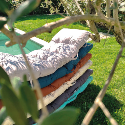 Linxor - coussin matelassé pour bain de soleil, transat - 185 x 60 cm - orange-4