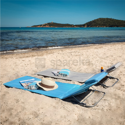 Linxor - matelas, transat, tapis de plage avec dossier inclinable et sac de transport - beige-5