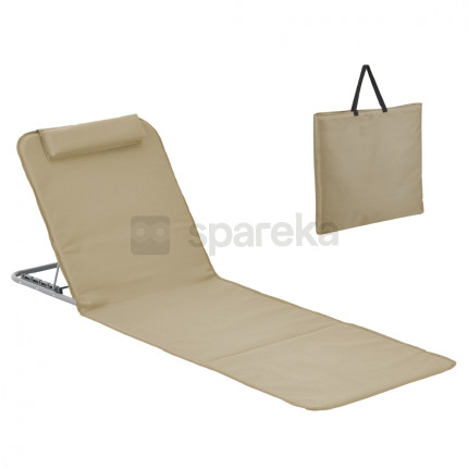 Linxor - matelas, transat, tapis de plage avec dossier inclinable et sac de transport - beige