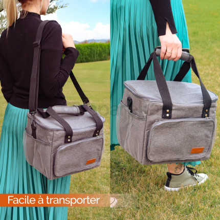 Linxor - sac de pique-nique, glacière isotherme - 16 l - bordeaux-4