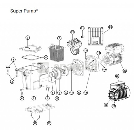 Pack de joints pour pompe super pump hayward <span>spx1600gs</span>-2