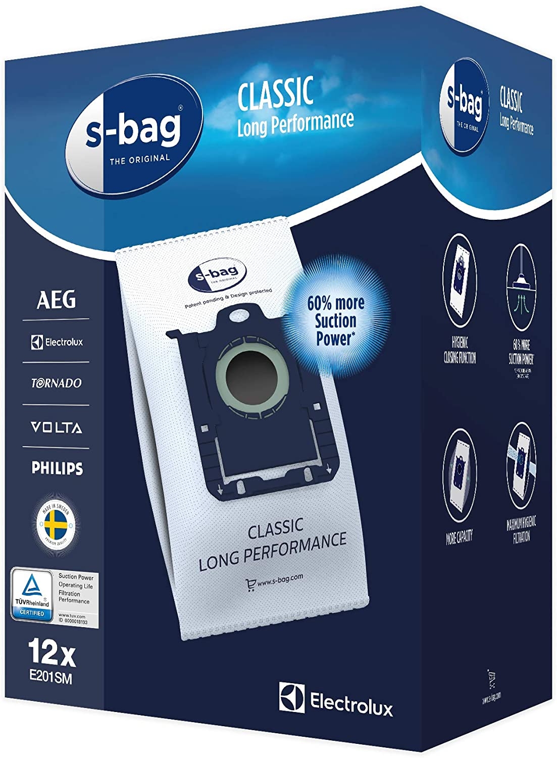 Electrolux e201sm 12 sacs 900168481 pour aspirateur electrolux fc9003 universe