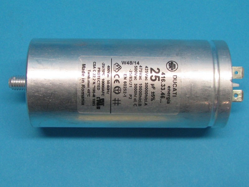 Upo power condensateur 25uf p2 ducati 460715 pour sèche-linge upo